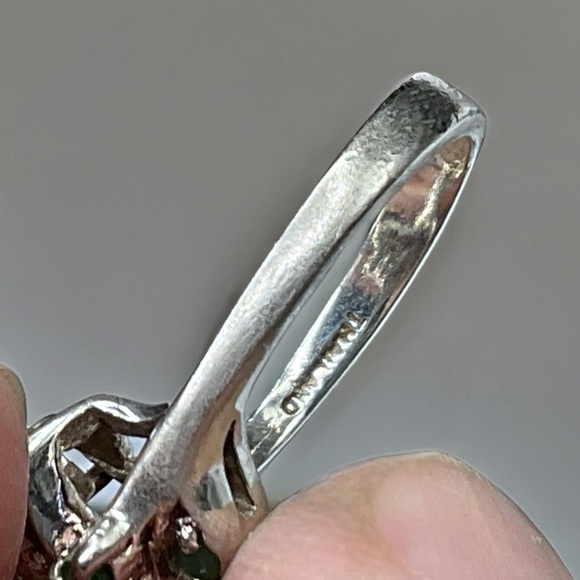 🌺Vintage Sterling Genuine Emerald/Pearl Ring - Picture 11 of 12